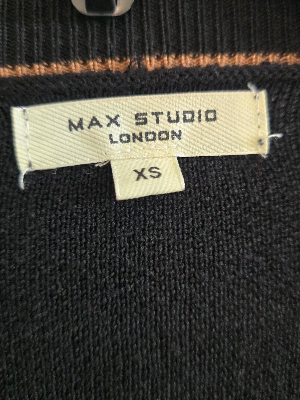 Max Studio Tipped Oversized Cardigan - Black With a Contrasting Tan Trim - Picture 4 of 6